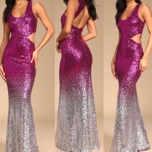 Lulus hot pink silver ombre sequin dress